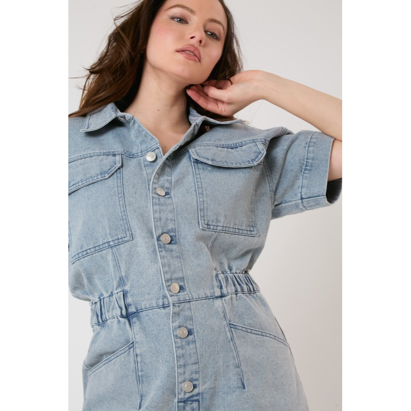 Start Me Up Denim Romper