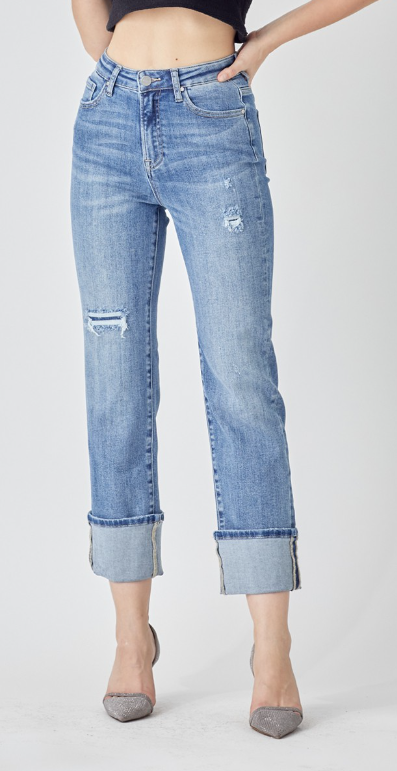 Risen High Rise Wide Straight Jeans