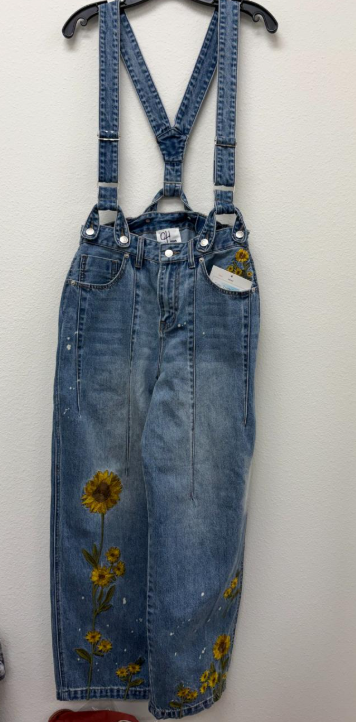 Sunflower Embroidered Suspender Jeans