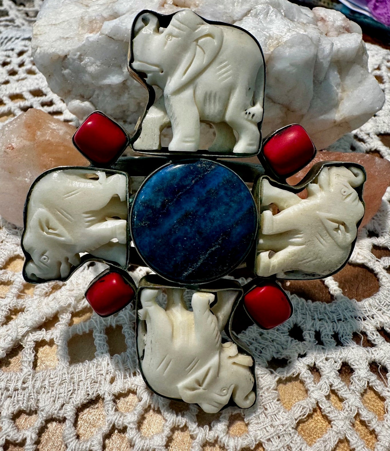 Elephant Coral Cuff Bracelet