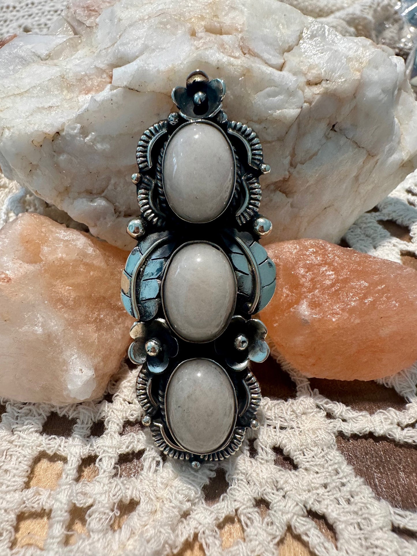 Quartz Tri Stone Ring