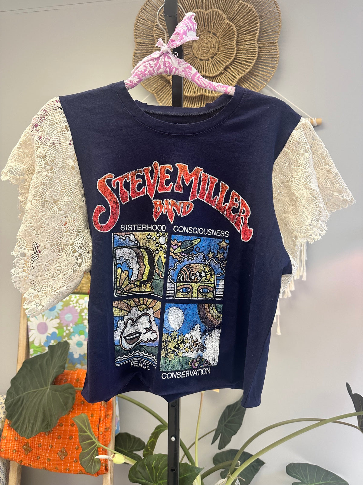 Crochet Sleeve Graphic Tees