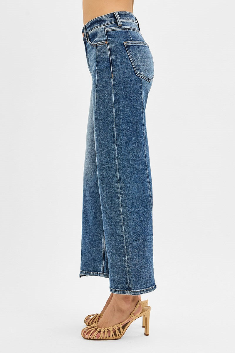 Risen Asymmetrical Hem Crop Jeans