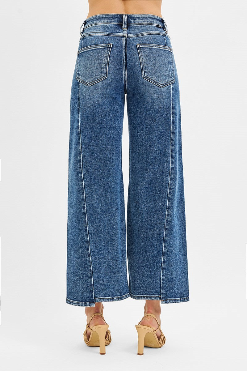 Risen Asymmetrical Hem Crop Jeans