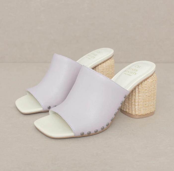 Lavender Raffia Slide Heels
