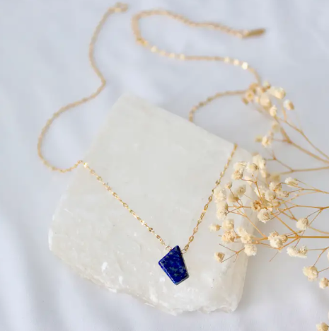Mesa Blue Lapis Lazuli Freeform Slice Necklace