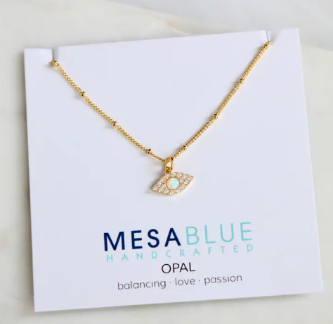 Mesa Blue Opal Evil Eye Necklace