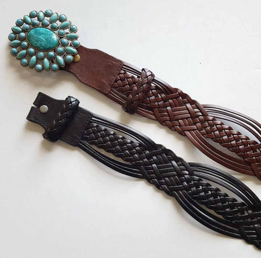 Hand Braided Turquoise Leather Belts