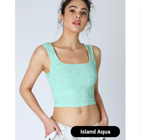 Double Lace Square Neck Crop Top