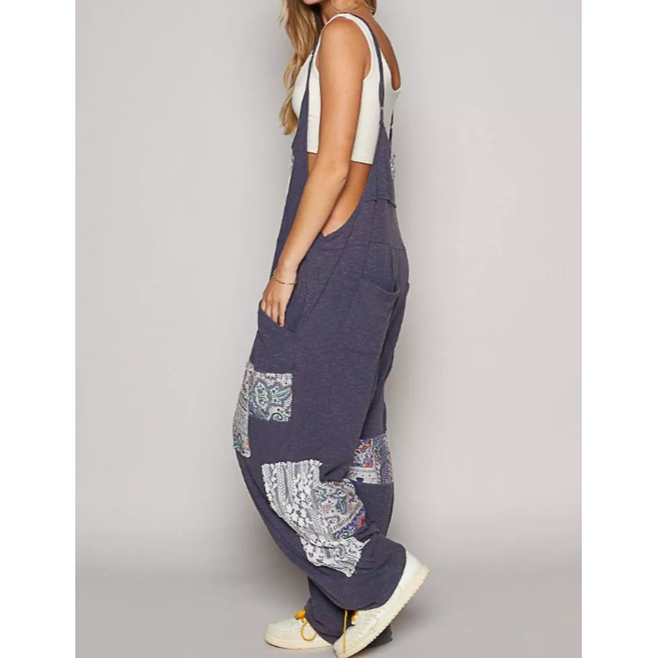 *Pol Doorbuster* Ribbed Patchwork Jumpsuit