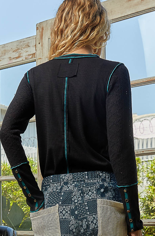 Knit Sleeve Henley Top