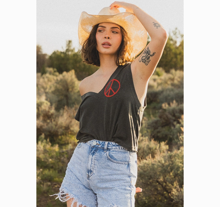 Peace Sign Embroidered Tank