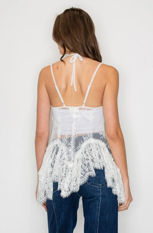 Ruffled Lace Cami Tunic Top