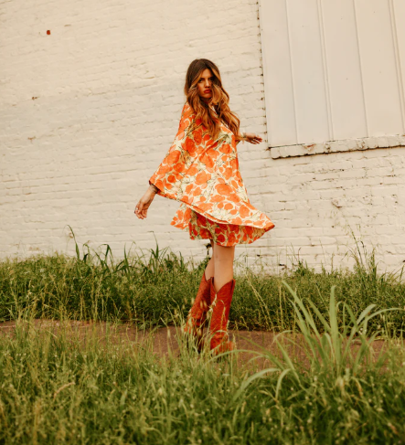 Floral Kaftan Mini Dress