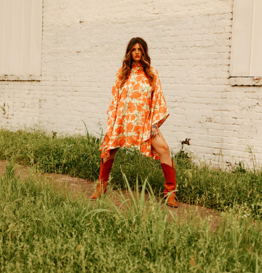 Floral Kaftan Mini Dress