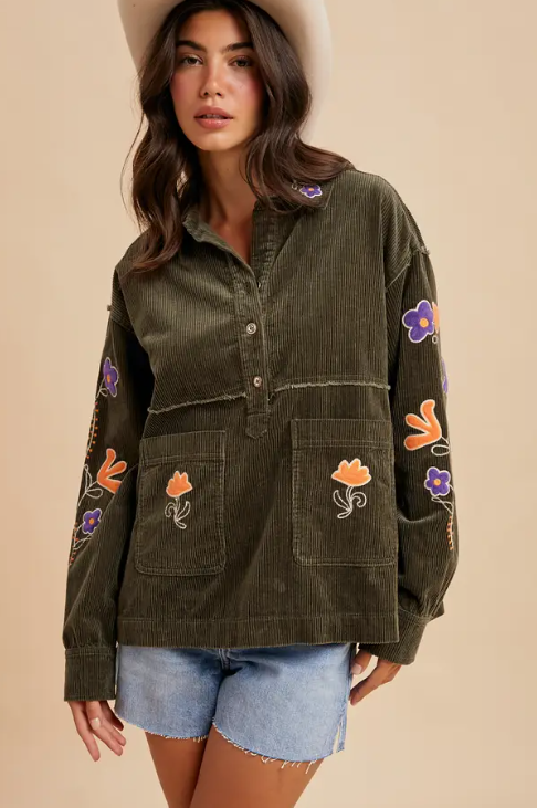 Vintage Vines Corduroy Pullover