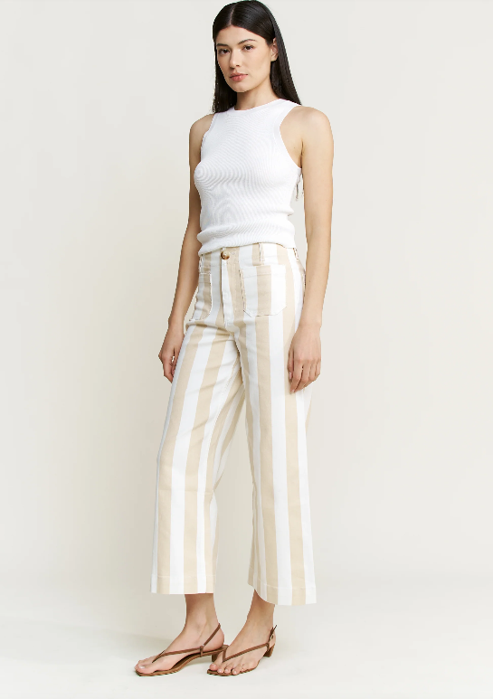 Mica Denim Striped Crop Jeans