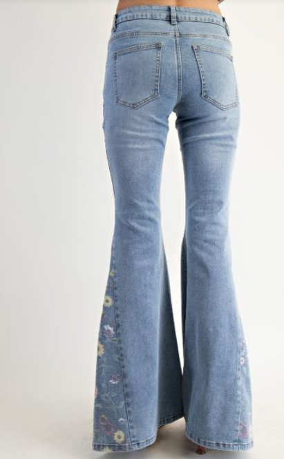 Wildflower Pop Denim Flares