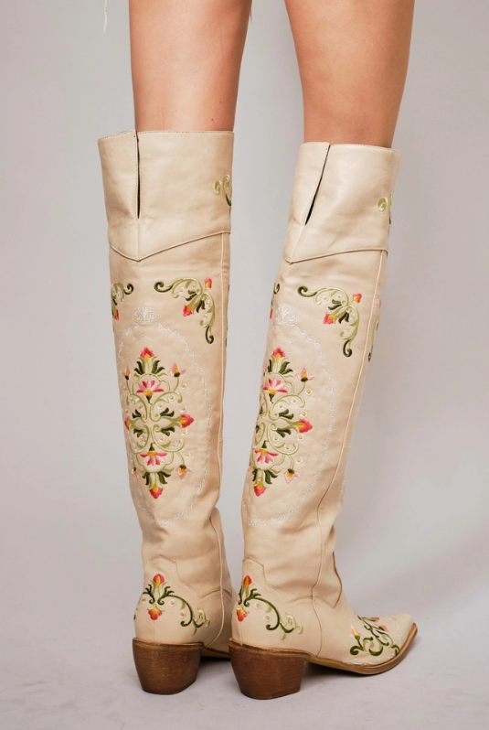 Embroidered Knee High Cowgirl Boots
