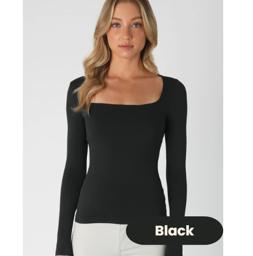 Seamless Square Neck Long Sleeve Top