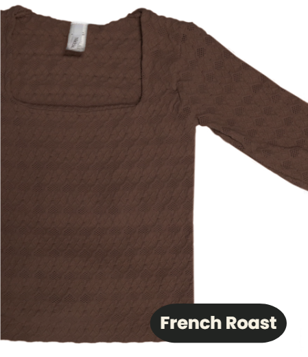 Textured Square Long Sleeve Top