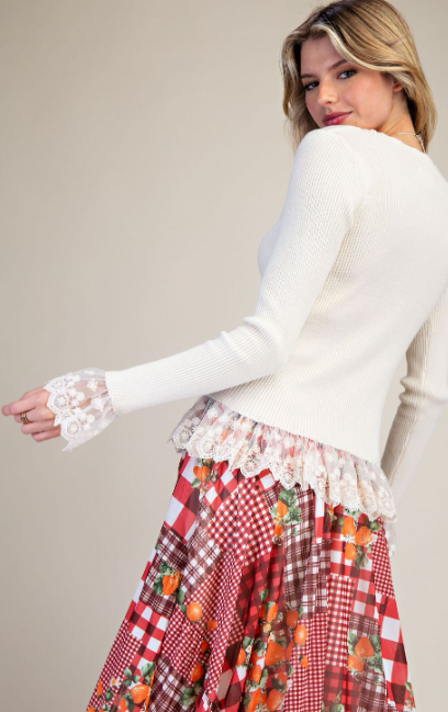 A Little Romance Lace Trim Sweater