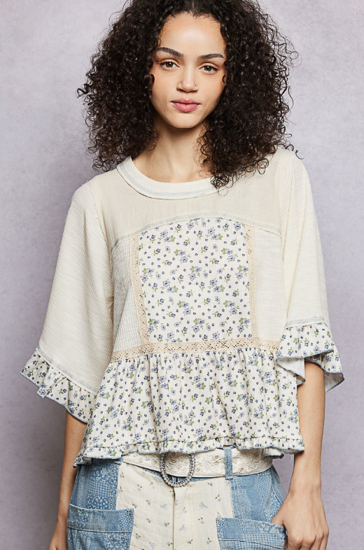 Ribbed Floral Top
