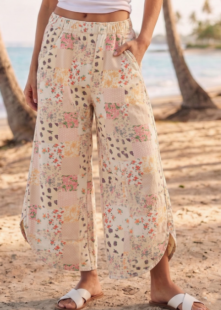 Blushing Blooms Patchwork Pants