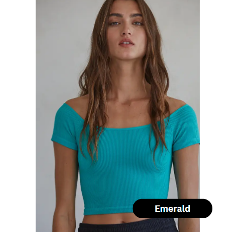 Ribbed Off Shoulder Crop Top