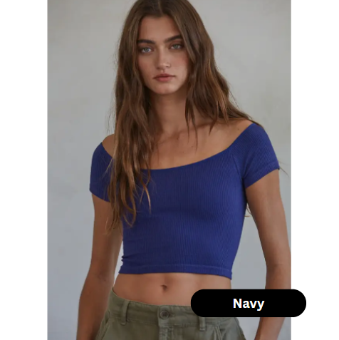 Ribbed Off Shoulder Crop Top
