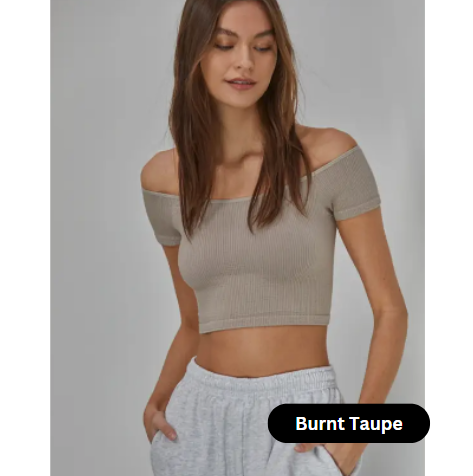 Ribbed Off Shoulder Crop Top