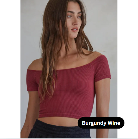 Ribbed Off Shoulder Crop Top