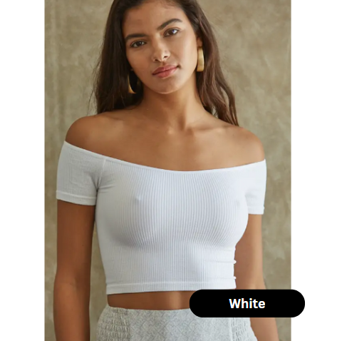 Ribbed Off Shoulder Crop Top