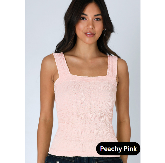Textured Square Neck Tank Top