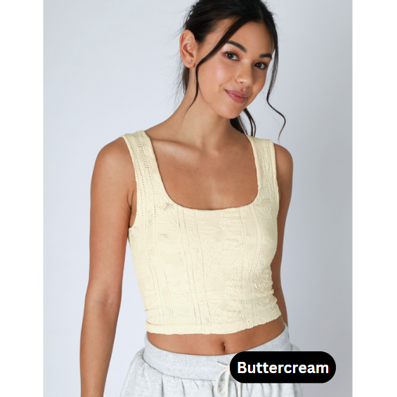 Double Lace Square Neck Crop Top
