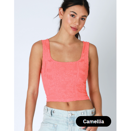 Double Lace Square Neck Crop Top