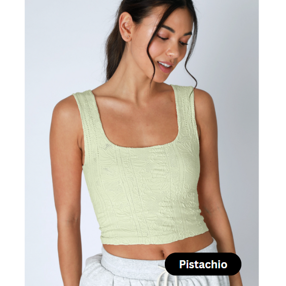 Double Lace Square Neck Crop Top
