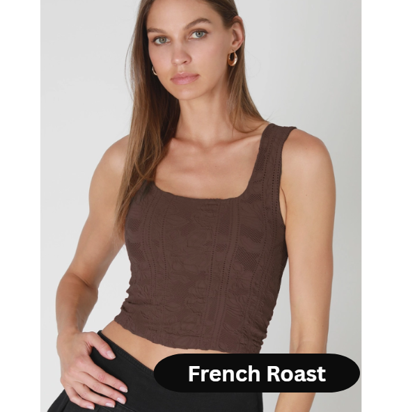 Double Lace Square Neck Crop Top