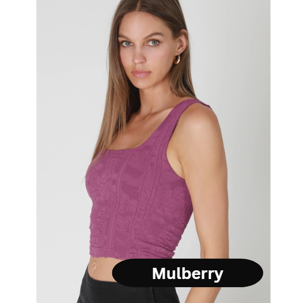 Double Lace Square Neck Crop Top