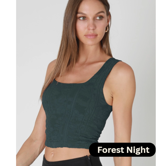 Double Lace Square Neck Crop Top