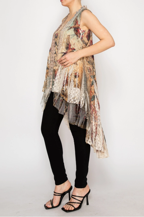 Birds & Blooms Hi-Lo Vest