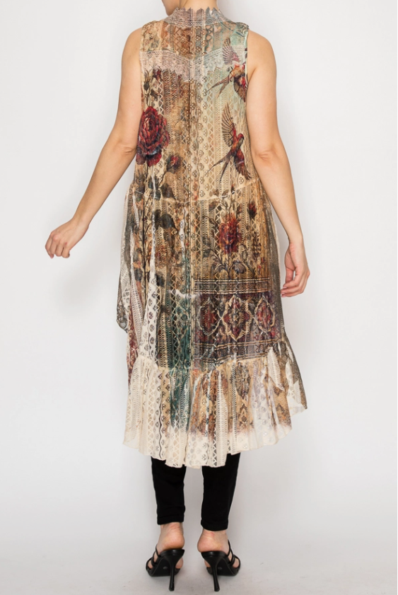 Birds & Blooms Hi-Lo Vest