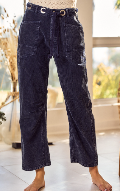 Rope Tie Corduroy Pants