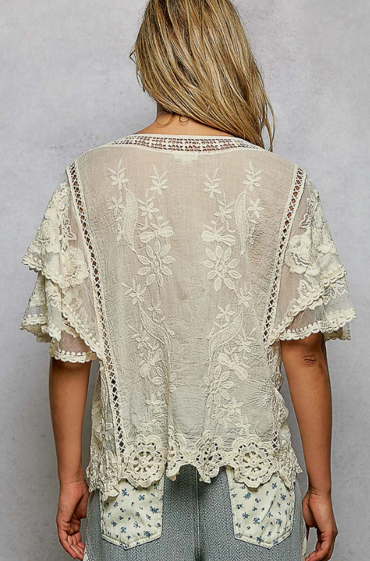 Flutter Around Embroidered Top