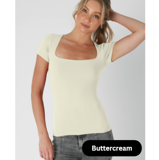 Short Sleeve Square Neck Top