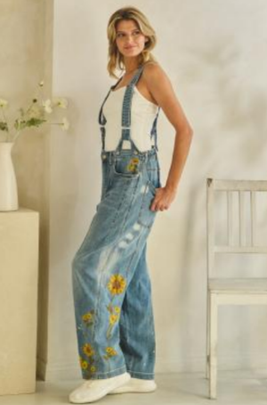 Sunflower Embroidered Suspender Jeans
