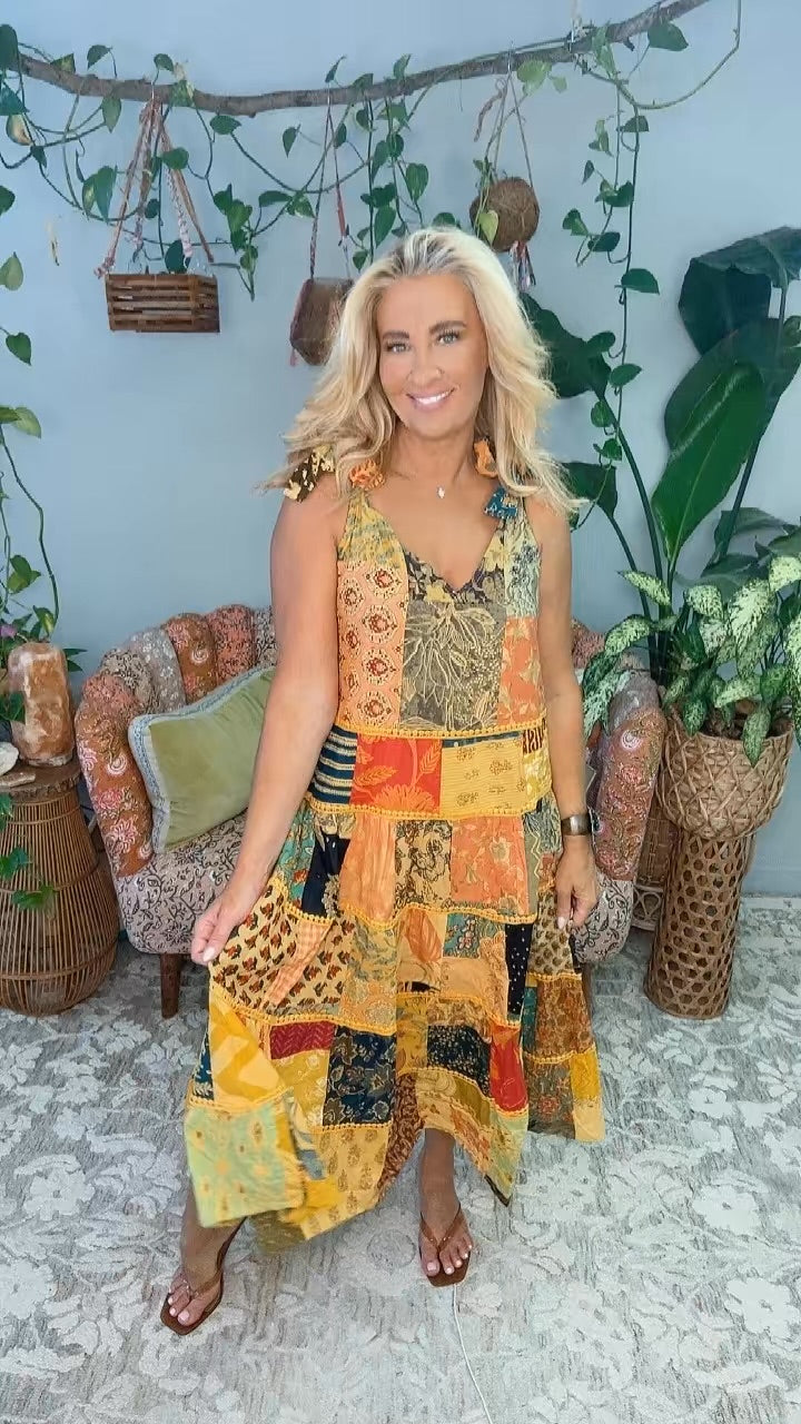 Honeycomb Harvest Patchwork Dress