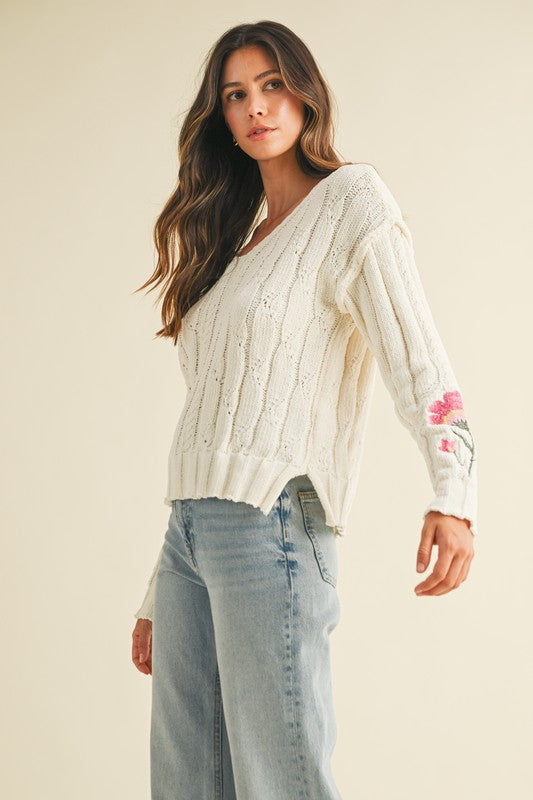Petal Promise Cable Knit Sweater