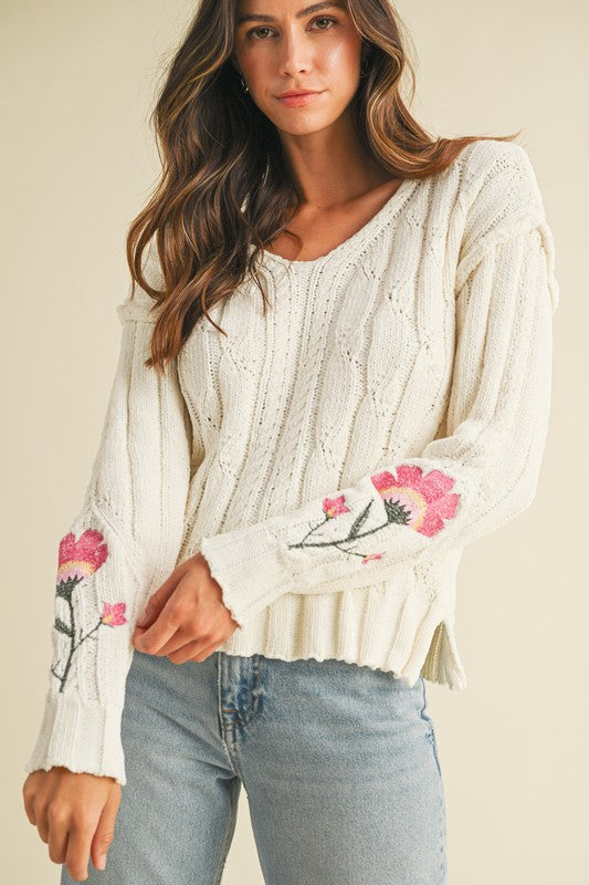 Petal Promise Cable Knit Sweater