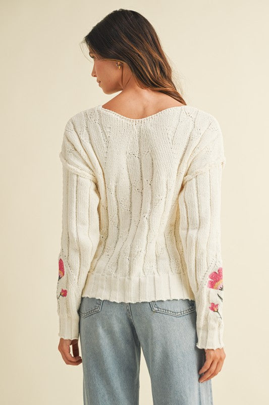 Petal Promise Cable Knit Sweater